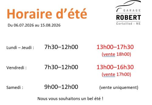 Horaires d'été